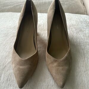 Marc Fisher Taupe Suede Heels